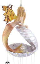 Ebros Nautical Ocean Whimsical Mermaid Fairy With Pearl Oyster Clam Shell Wind Chime