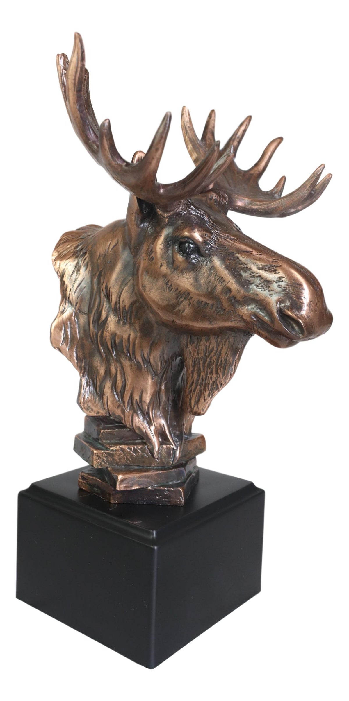 Ebros Rustic Western Bull Moose Bust Statue In Bronze Electroplated Resin Finish - Ebros Gift