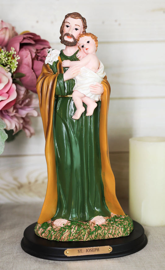 Ebros Catholic Divinity Saint Joseph Carrying Baby Jesus Figurine 12" Tall Sculpture