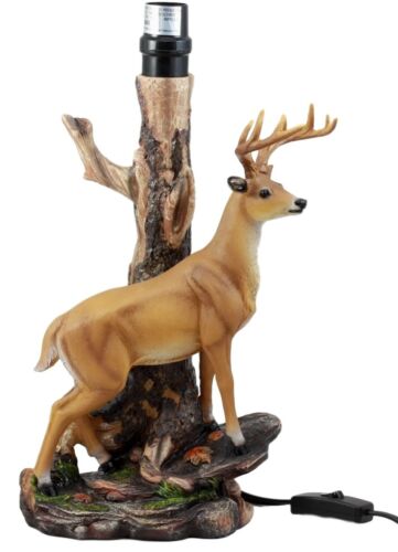 Ebros 12 Point Whitetail Deer Buck Desktop Table Lamp With Shade Wild Life