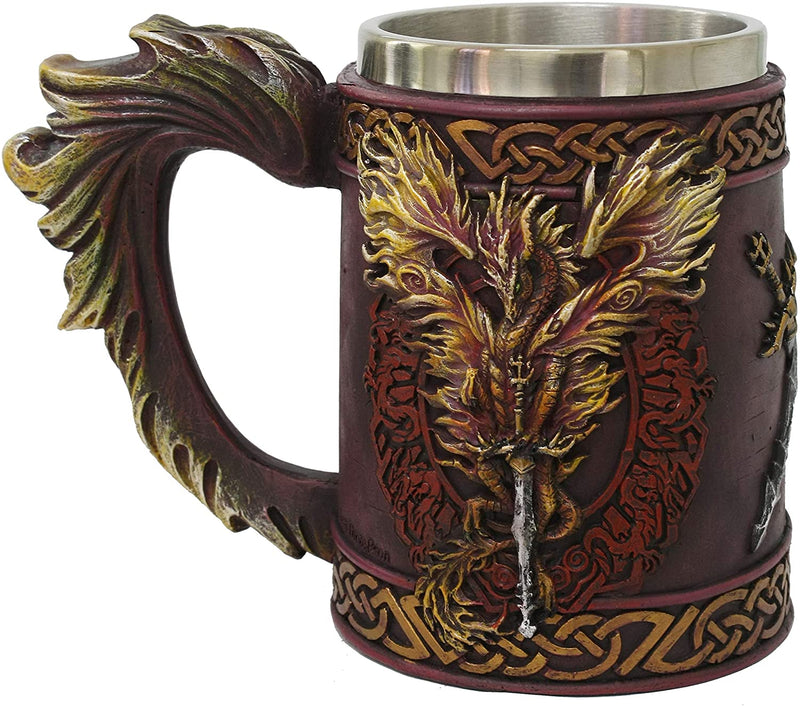 Ebros Ruth Thompson Dragon's Lair Flame Blade Drake Mug And Wine Goblet Set