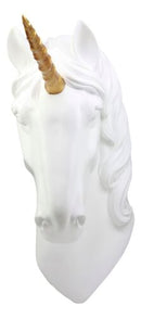 Enchanted Golden Horned Unicorn 3D Art Wall Decor Figurine Ancient Fabled Steed