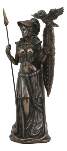 Ebros Greek Goddess Athena Wearing Helmet With Spear Aegis Shield And Owl Statue Decor