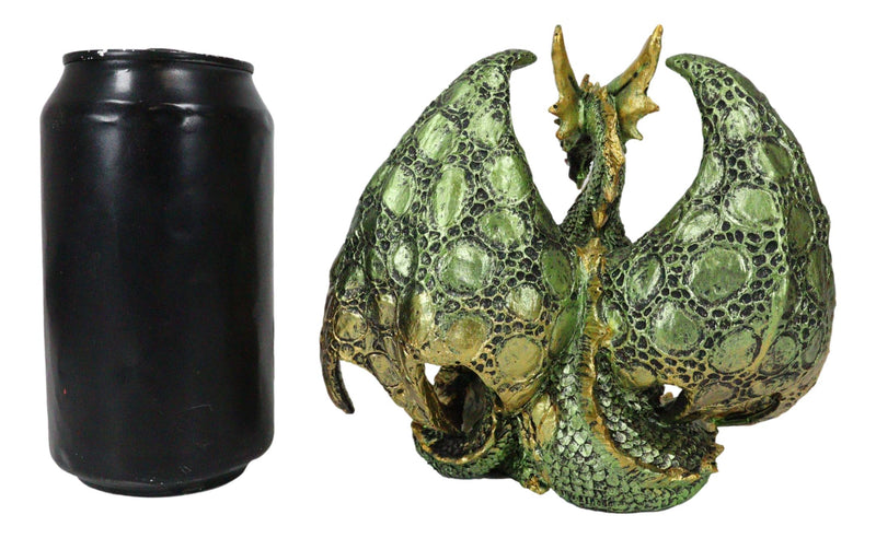Metallic Green Gold Terra Mother Dragon Guarding 2 Wyrmlings In Eggs Figurine