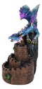 Metallic Blue Dragon On Spiral Steps Castle Tower Backflow Incense Cone Burner