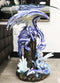 Elemental Frozen Ice Mother Dragon With Hatchling Baby Sculptural Side End Table