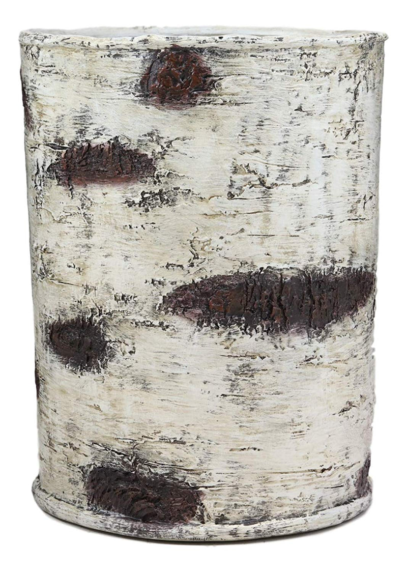 Ebros Rustic Black Bear in Pine Trees Forest Birch Finish Trash Waste Bin Decor