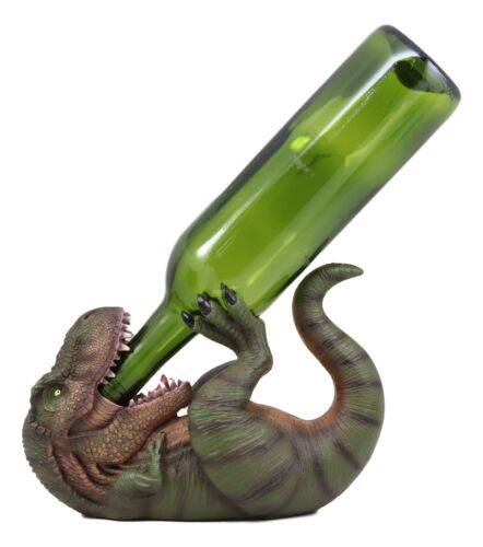 Dino Wino Prehistoric Dinosaur Thirsty T-Rex Wine Bottle Holder 9.25"Long Trex - Ebros Gift