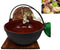 Ebros Gift Japanese Cast Iron Sukiyaki Shabu Shabu Nabe Ramen Personal Size Hot Pot With Wooden Lid 11.5" Diameter