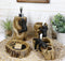 Ebros Rustic Black Bears Climbing Logs Bathroom Vanity Set of 4 Soap Dish Pump Cup