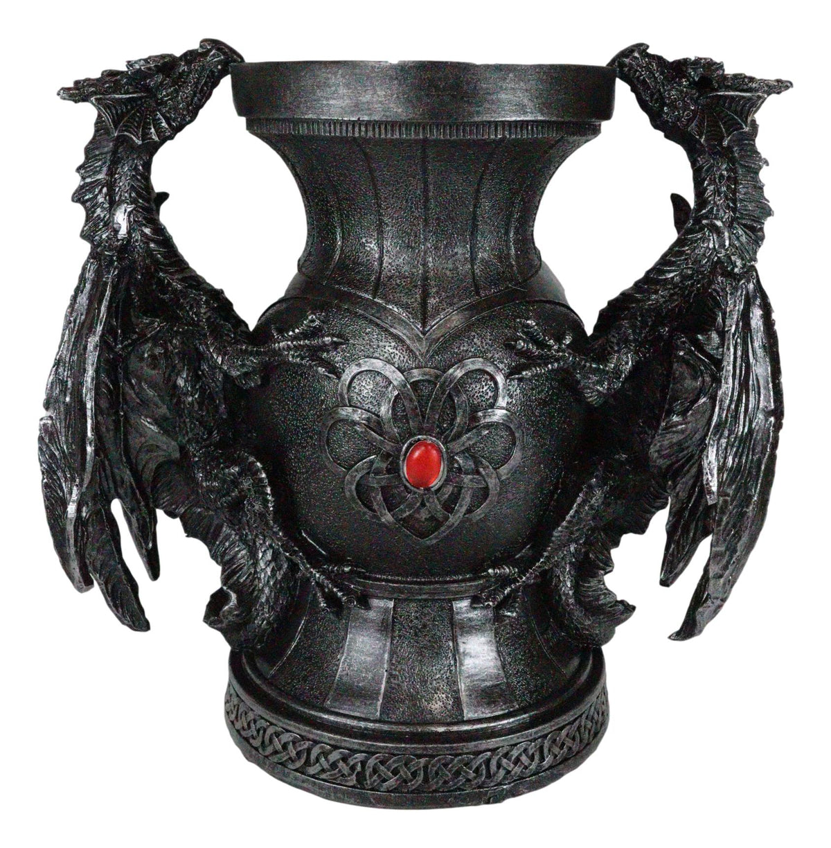 Ebros Dual Climbing Dragon Wyverns Chalice Shaped Decorative Flower Vase 10"