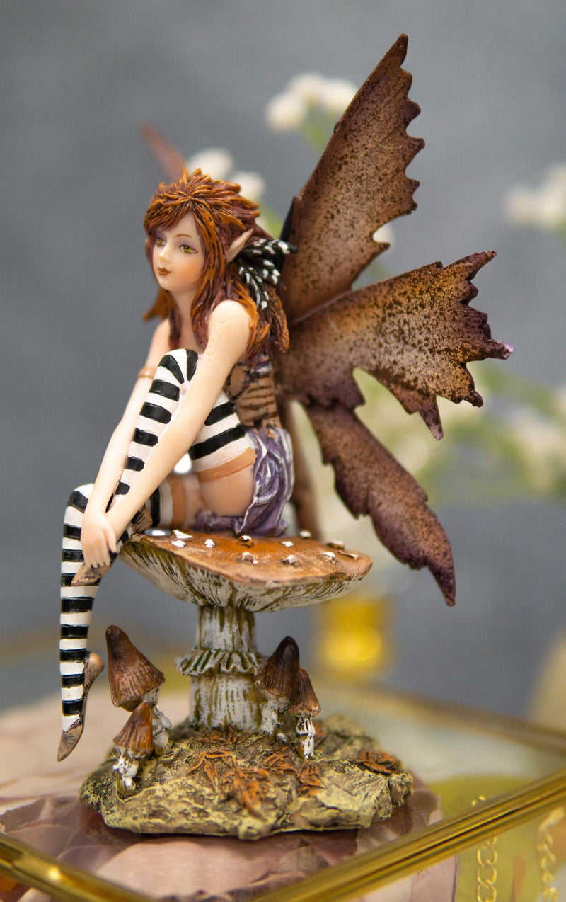 Amy Brown Red Haired Enchanted Forest Mushroom Fairy Decorative Figurine 6.25"H