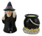 Black Potion Magic Witch And Large Cauldron Pot Hearth Salt Pepper Shakers Set