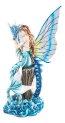 Ebros Large Nautical Blue Mermaid Feeding Leviathan Ocean Dragon Fairy Statue