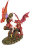 Ebros Amy Brown Elf Fire Fairy with Red Dragon On Wood Logs Seesaw Statue 8.5" H