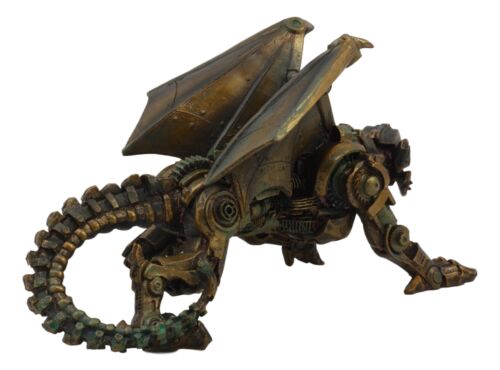 Ebros Crouching Steampunk Robotic Dragon Statue 10"L Mechanical Cyborg Dragon Beast