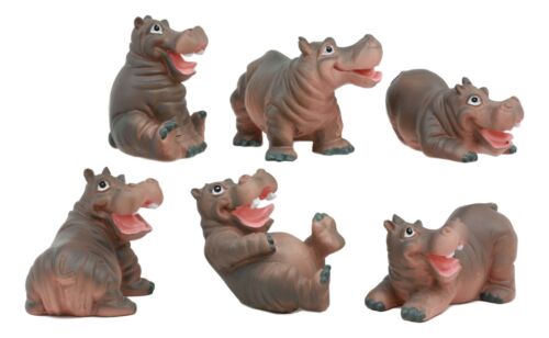 Ebros Whimsical Baby Hippo Set of 6 River Hippopotamus Small Figurines 3"H