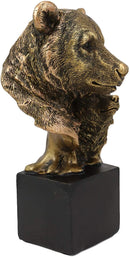 Ebros Gift 6" Tall Black Bear and Cub Head Bust Figurine with Black Pedestal
