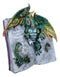 Guardian Of Bibliography Gold Green Dragon Emerging Out Of Spell Book Figurine