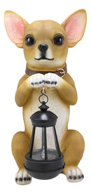 Ebros Gift Chihuahua Dog On Two Legs Statue with Solar LED Lantern Lamp 14" Tall