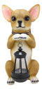 Ebros Gift Chihuahua Dog On Two Legs Statue with Solar LED Lantern Lamp 14" Tall