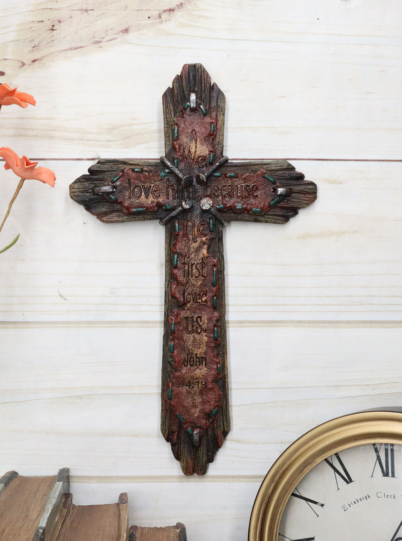 Pack of 4 Rustic Western Inspirational Christian Bible Verses Wall Crosses Decor