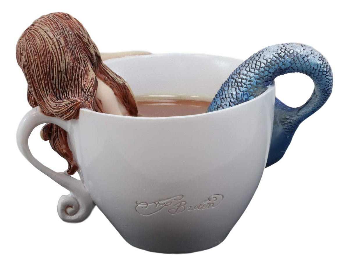 Ebros Amy Brown Relax Time Mermaid in Tea Cup Statue Nautical Fantasy Mermaids Sirens of The Seas Collector Figurine Birthday Housewarming Ideas Home Shelf Desktop Kitchen Decor