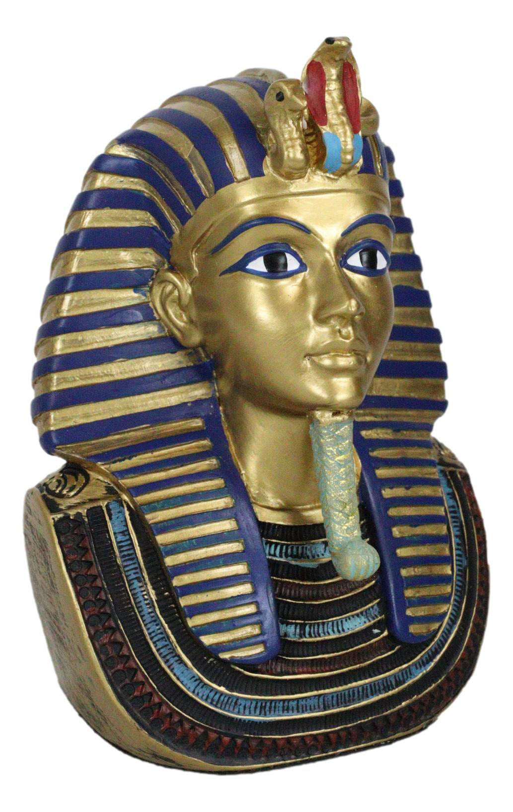 Ebros Golden Cobra Mask of Pharaoh Egyptian King Tut Bust 4.25"H Figurine