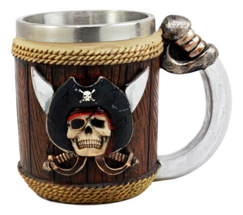 Ebros Pirates of Caribbean Captain Hook Skull W/ Cross Swords Coffee Mug 12oz - Ebros Gift
