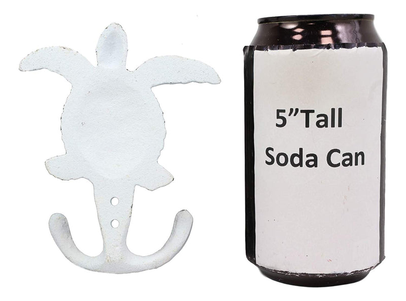 Ebros Gift 4.75" Tall Nautical Ocean Sea Turtle Cast Iron Rustic Vintage Wall Coat 2 Pegs Hook Tortoise Turtles Coastal Beach Decorative Accent Hooks for Keys Leashes Hats (2)