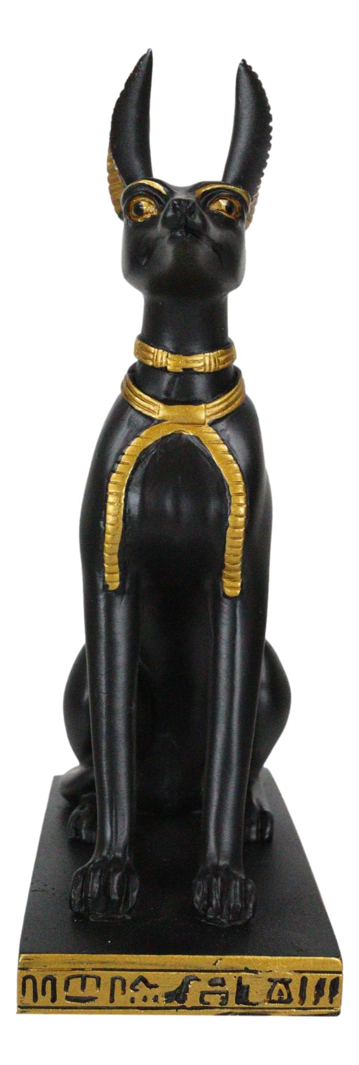Egyptian Jackal Dog God of The Dead Anubis Sitting On Hieroglyphic Base Figurine