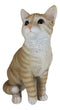 Lifelike Sitting Orange Tabby Cat Statue 12"Tall With Glass Eyes Animal Decor