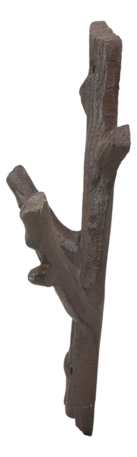 Ebros Cast Iron Rustic Western Country Tree Branches Twigs Wall Hanger 2 Peg Hook Decor Hangers for Coats Hats Leashes Backpacks Keys Decorative Organizer On Mudroom Main Entrance Walls (2)