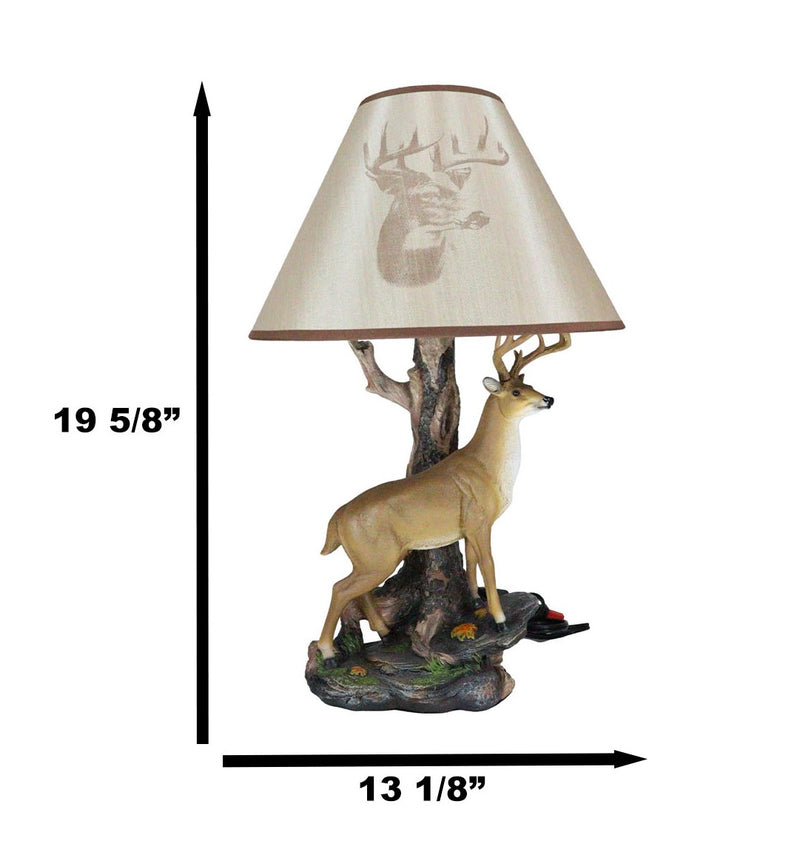 Ebros 12 Point Whitetail Deer Buck Desktop Table Lamp With Shade Wild Life