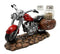 Old Retro Red Chopper Motorcycle Bike Glass Salt Pepper Shakers Holder7.5"L