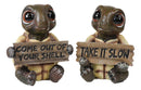 Ebros Whimsical Baby Sea Turtles Set of Four Figurine Holding Signs With Funny Sayings