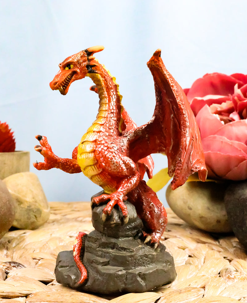 Ebros Whimsical Red Lava Dragon Climbing On Volcanic Rock Statue 4.25" Tall Dungeons and Dragons Legends Fantasy Home and Garden Accent Decor Sculpture Medieval Renaissance Figurine Collectible