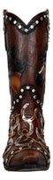 Rustic Western Running Horses Horseshoes And Cross Cowboy Boot Vase Sculpture