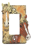 Rustic Western Chestnut Palomino Horses Single Gang Rocker Switch Cover Set Of 2