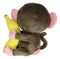 Furry Bones Skeleton Pink And Brown Baby Monkey Banana Plush Toy Doll 10" Tall