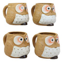 Ebros Gift Whimsical Woody Forest Big Eyed Brown Owl Ceramic 11oz Drinking Mugs Set of 4 As Kitchen Dining Home Decor Of Owls Owlet Nocturnal Bird Novelty Mug Cups For Coffee Tea Milk Beverage