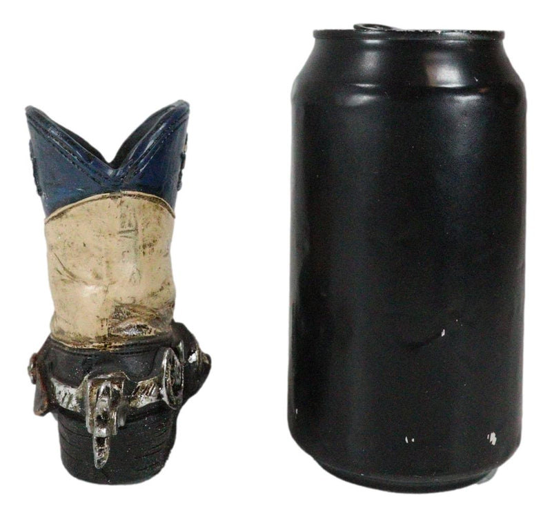 Rustic Western Cowboy Faux Leather Texas State Flag Boot With Spur Pen Holder