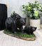 7.75" Long Realistic Black Momma Bear Piggybacking Her Cub By A Pine Tree Statue