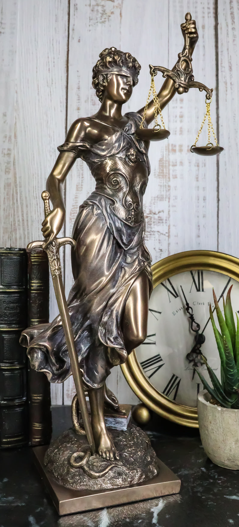 Ebros Gift Bronzed Resin Greek Goddess Lady Of Justice Statue 13.5"H La Justicia Dike Figurine
