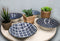 Ebros Made In Japan 4 Piece Geometry Ceramic Dining Rice Meal Soup Bowls 5.5"Diameter