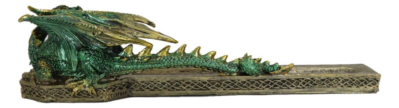 Medieval Celtic Green Dragon Roaring Incense Burner Holder Decorative Figurine