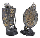 Ebros Dueling Crusader Knights with Giant Coat of Arms Shields Bookends Set