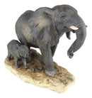 Ebros Gift African Savanna Majestic Elephant with Young Calf Figurine 8.5" L