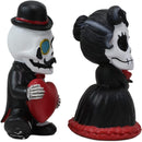 Ebros Mr and Mrs Poe Gothic Romantic Skeleton Couple with Big Red Heart SET OF 2