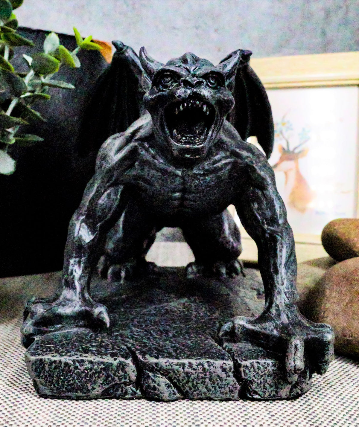 Ebros Winged Demonic Bull Gargoyle Statue Gothic Night Crawler Sentry Stone Devil - Ebros Gift